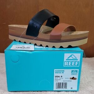 Reef Women's Cushion Vista Hi Sandals - Black and Tan